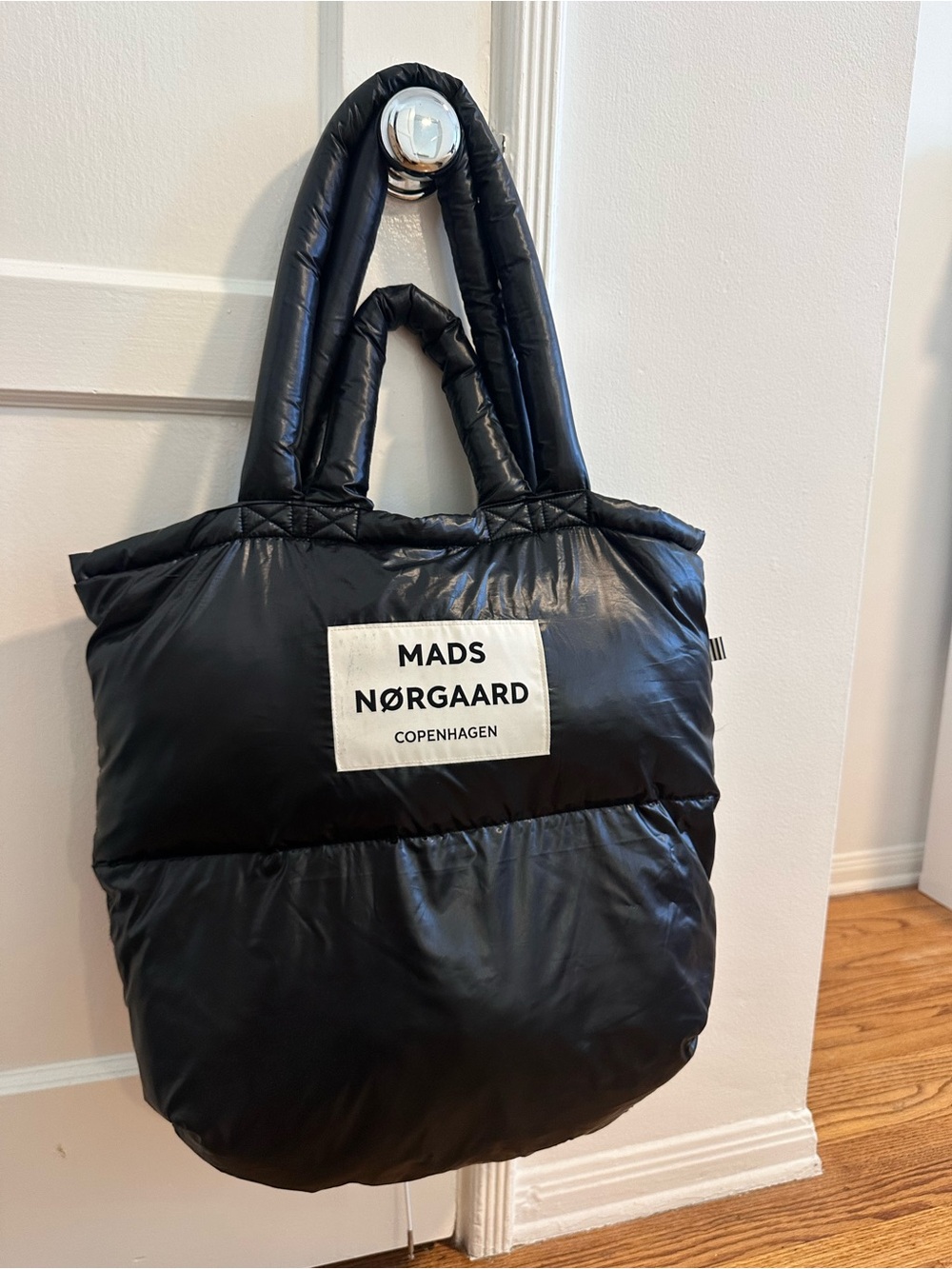 Mads Nørgaard Black Quilted Puffer Tote